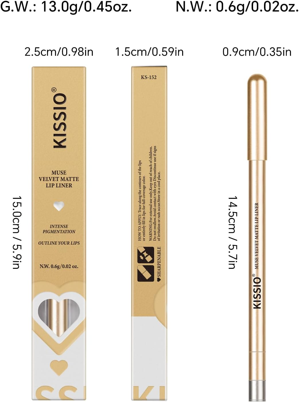 KISSIO Lip Liner,Creamy Lip Pencil,Long Lasting Lip Liner with Sharpener,Matte Finish,Smooth and Soft,Non-Dry,Easy to Use,Cruelty Free,Whisper image number 4