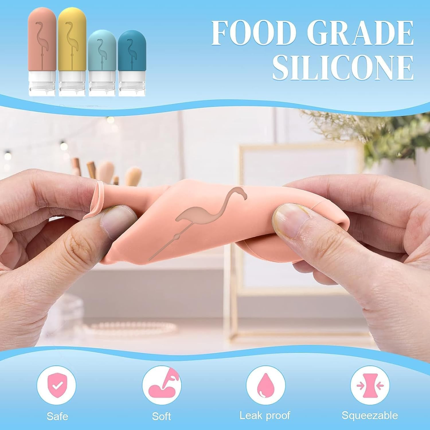 Travel Bottles for Toiletries, 17 Pcs TSA Approved Silicone Travel Containers for Toiletries, Leak Proof Refillable Liquid 3Oz 2Oz Travel Essentials Shampoo Conditioner Lotion BPA Free image number 1