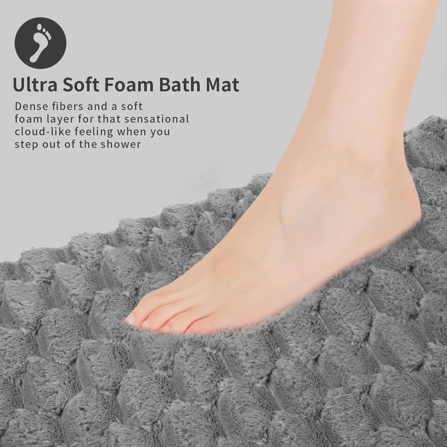 Fortuco 2 Pack Microfiber Bath Mat &ndash; Plush Bathroom Mat with Foam Padding, Absorbent Toilet Mat, Quick Drying Bath Mat Non Slip with PVC Backing, Machine Washable Bath Mats & Bath Runner image number 2