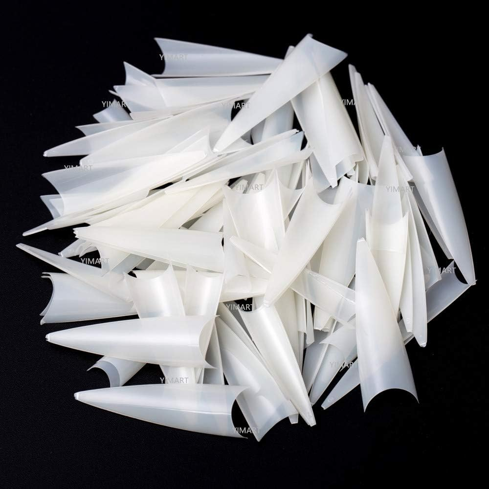 YIMART 600Pcs Acrylic Medium Long Stiletto Nail Tips Easy Coffin Nails Sharp False Nail Art Tips for Nails Salon (Natural) image number 4