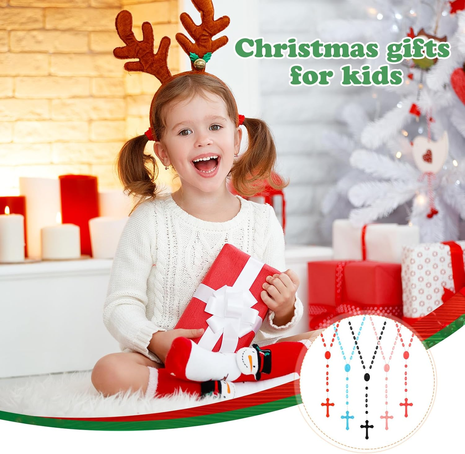 Bulk Rosaries 100 Pack Plastic Rosary Beads Catholic Cross Necklaces Christmas Rosaries for Kids Homeless Christmas Easter Church Classroom Gift Party Favor Food Bank Supply (13 Inch, 10 Colors) image number 6