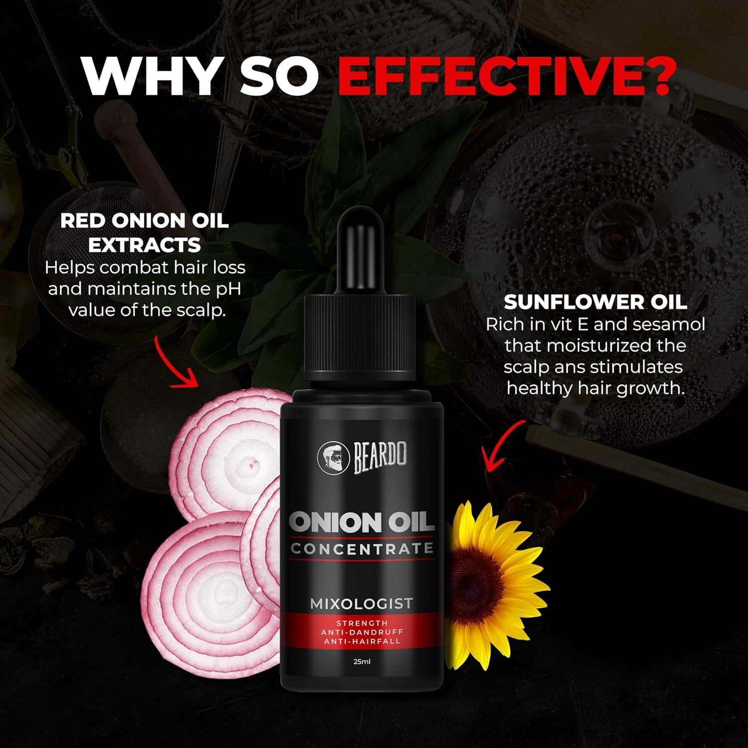 Beardo Onion Oil Concentrate for Hair Growth and Hair Fall Control (25 Ml) | Made in India image number 5