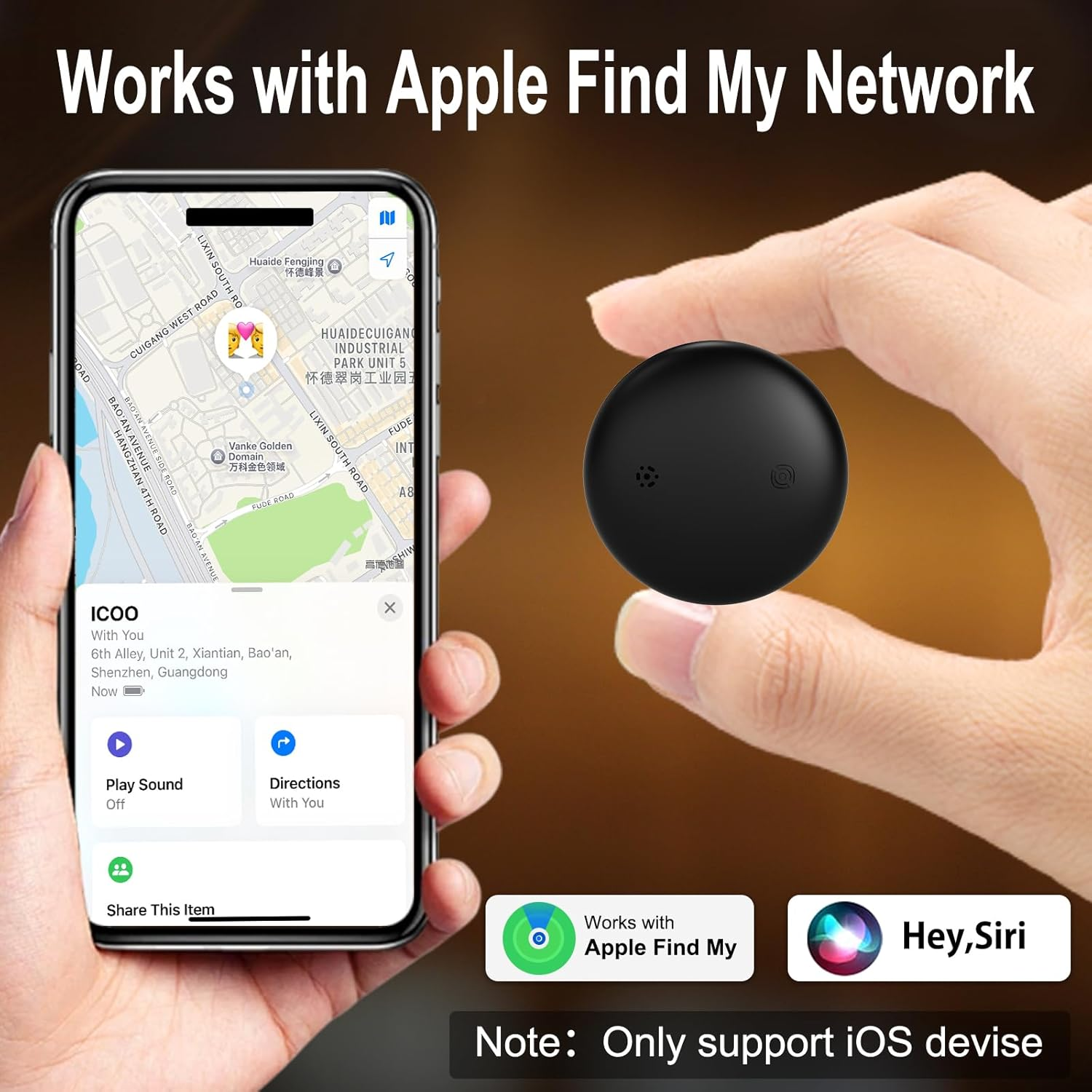 ICOO Airtags,Tracker Smart Tracker,Working with Apple Find My. Perfect for Locating Keys, Luggage, Backpacks, and Pets. with Replaceable Batteries, Loud Beeps, and Worldwide Tracking 1-Pack. image number 4