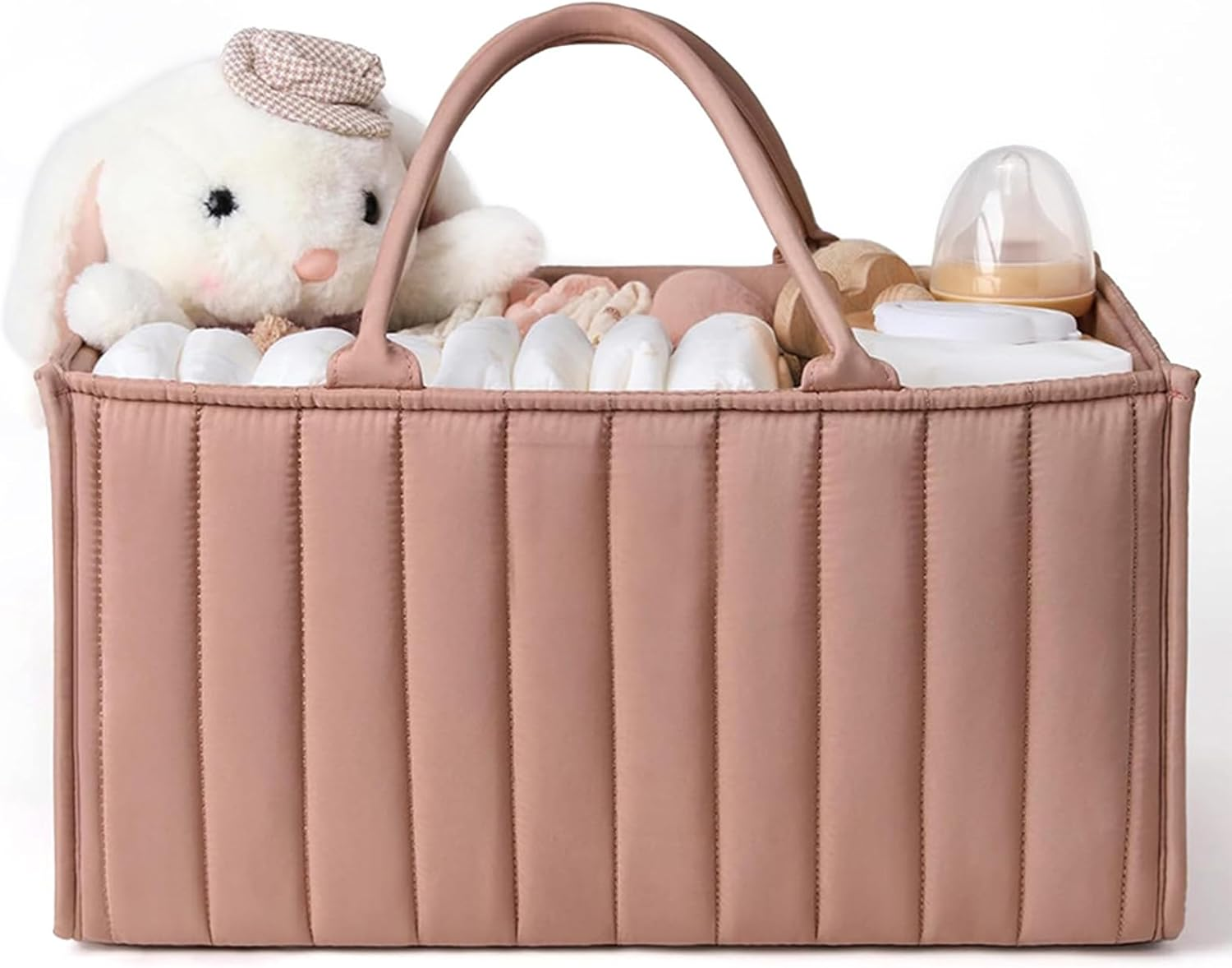 Nappy Caddy，Baby Diaper Caddy Organizer, Holds Wipes, Nappy Storage Basket, Portable Baby Organiser (Pink)