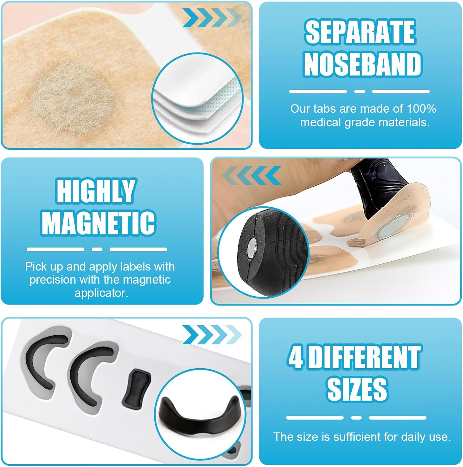 Nasal Strips，Magnetic Nasal Strips - Anti-Snoring & Better Sleep - Comfortable, Reusable Nose Strips with Improved Airflow, Portable Design for Travel & Home Use (60Pcs Black)