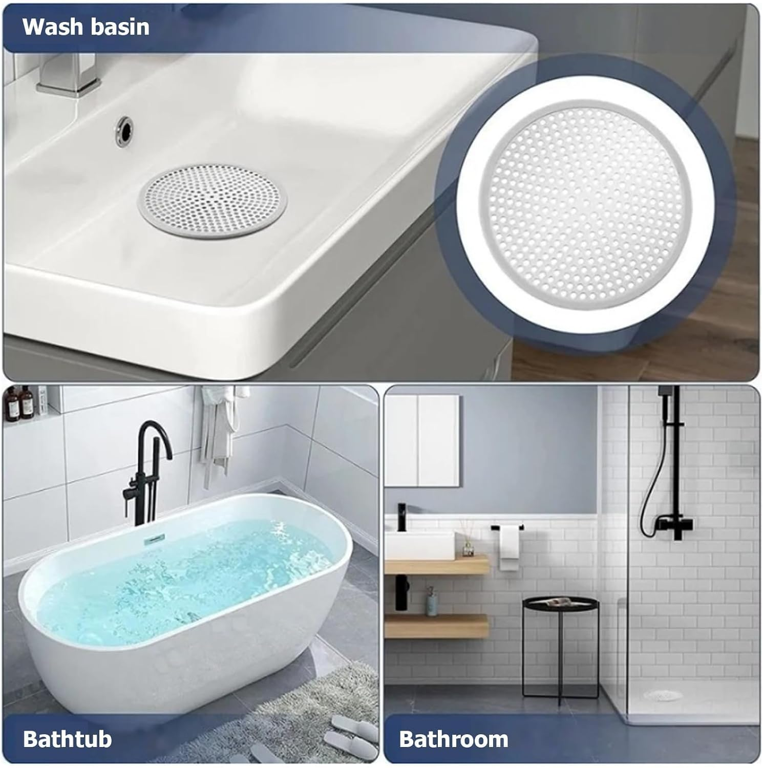 1 Pcs Shower Drain Hair Catcher,Stainless Steel Drain Cover,Bathroom Sink Strainer,Plughole Hair for Shower, Kitchen, Floor, Sink Plug Protector, Reusable, Robust Catcher Sewer Prevent Drain Clog image number 6