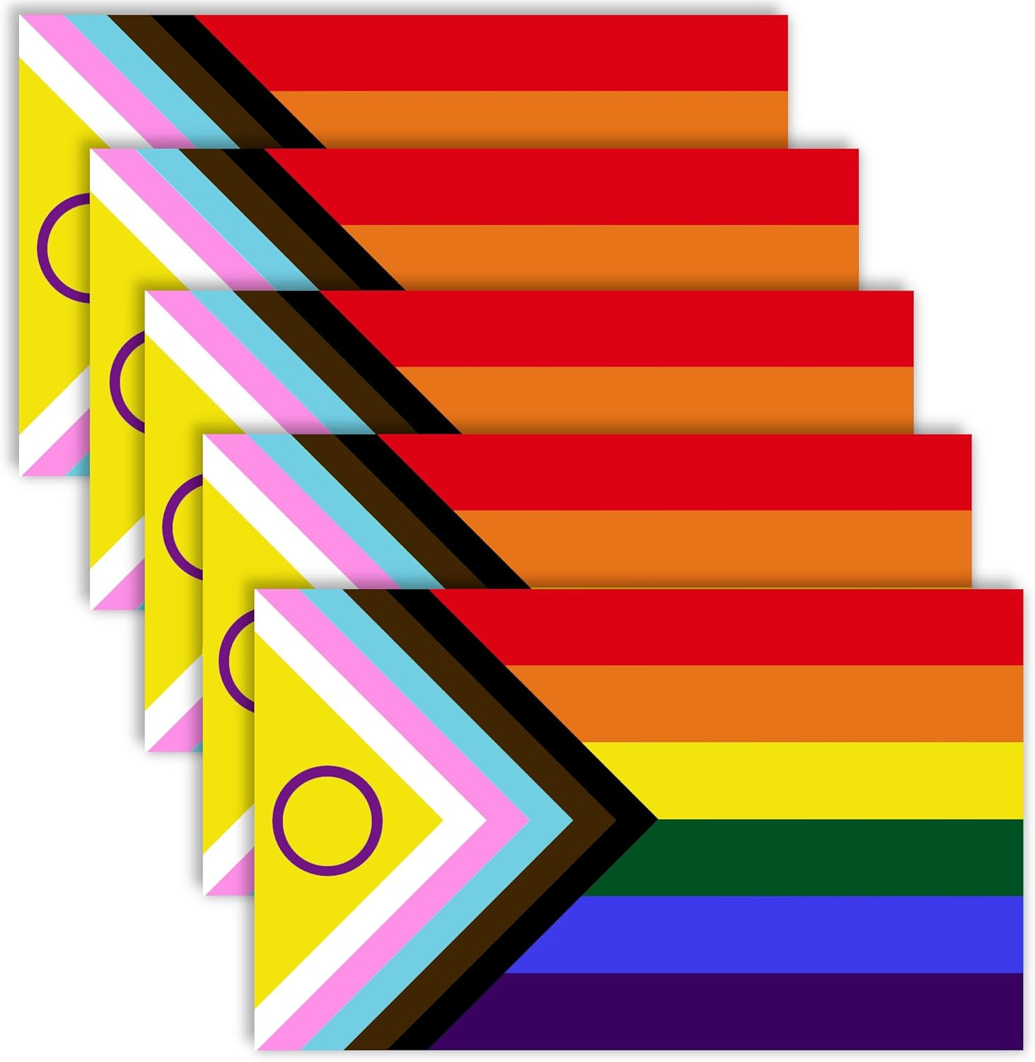 5 PCS Inter-Sex Inclusive Pride Flag Sticker,Lgbt Rainbow LGBT Banner Decal for Car Bumper Window Laptop image number 1