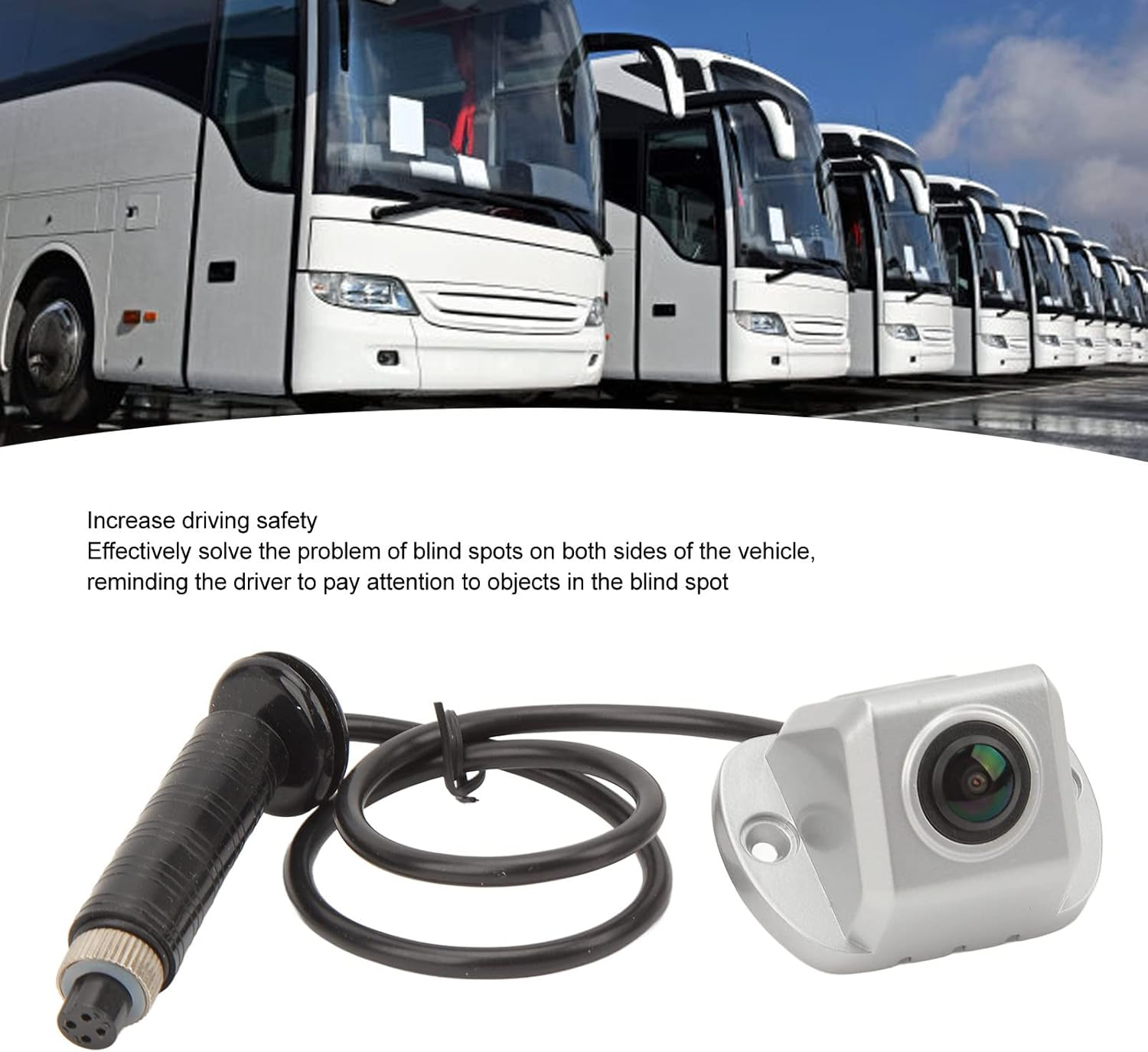 Generic Side View Camera, 4 PIN IP68 Water Proof Aviation Head 150&deg; Viewing Angle Night Vision Shock Proof Blind Spot Camera with Adjusting Pad, for RV Van Truck Bus (1080P) image number 2