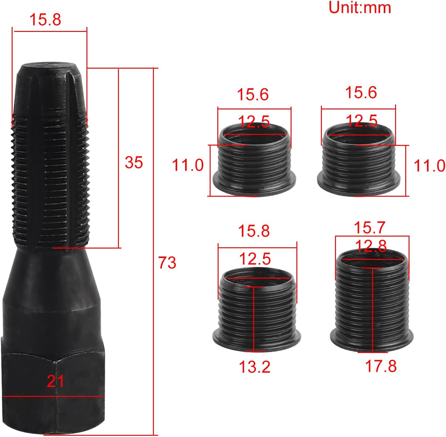 FLYPIG M14 X1.25 Carbon Steel Spark Plug Re-Thread Repair Tool Tap Reamer Inserts Kit 14Mm Spark Plug Thread Repair Kit image number 3