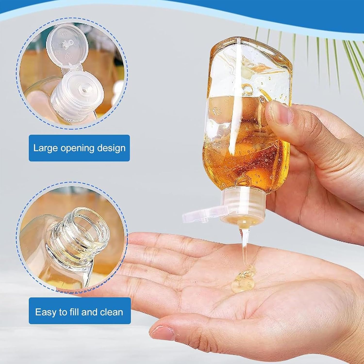 G&eacute;n&eacute;rique Travel Liquid Bottles, Portable Lotion Containers - 100Ml Clear Leak Proof Bottles for Home, Sports, Hiking, Camping and Holidays image number 6