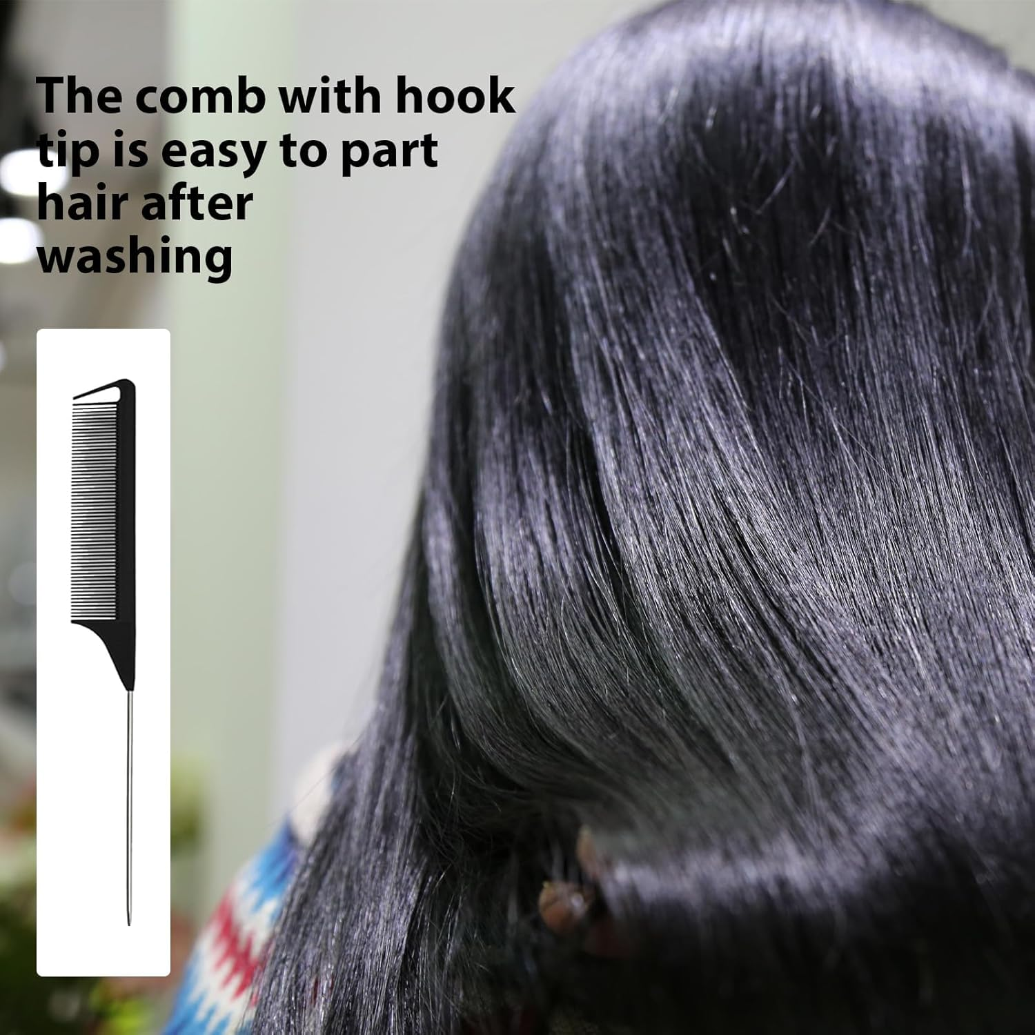 GVSS 4 Piece Hair Comb Set Wide Teeth Comb Curly Hair Comb Ideal for All Hair Types Anti-Static Hair Combs for Men and Women Black