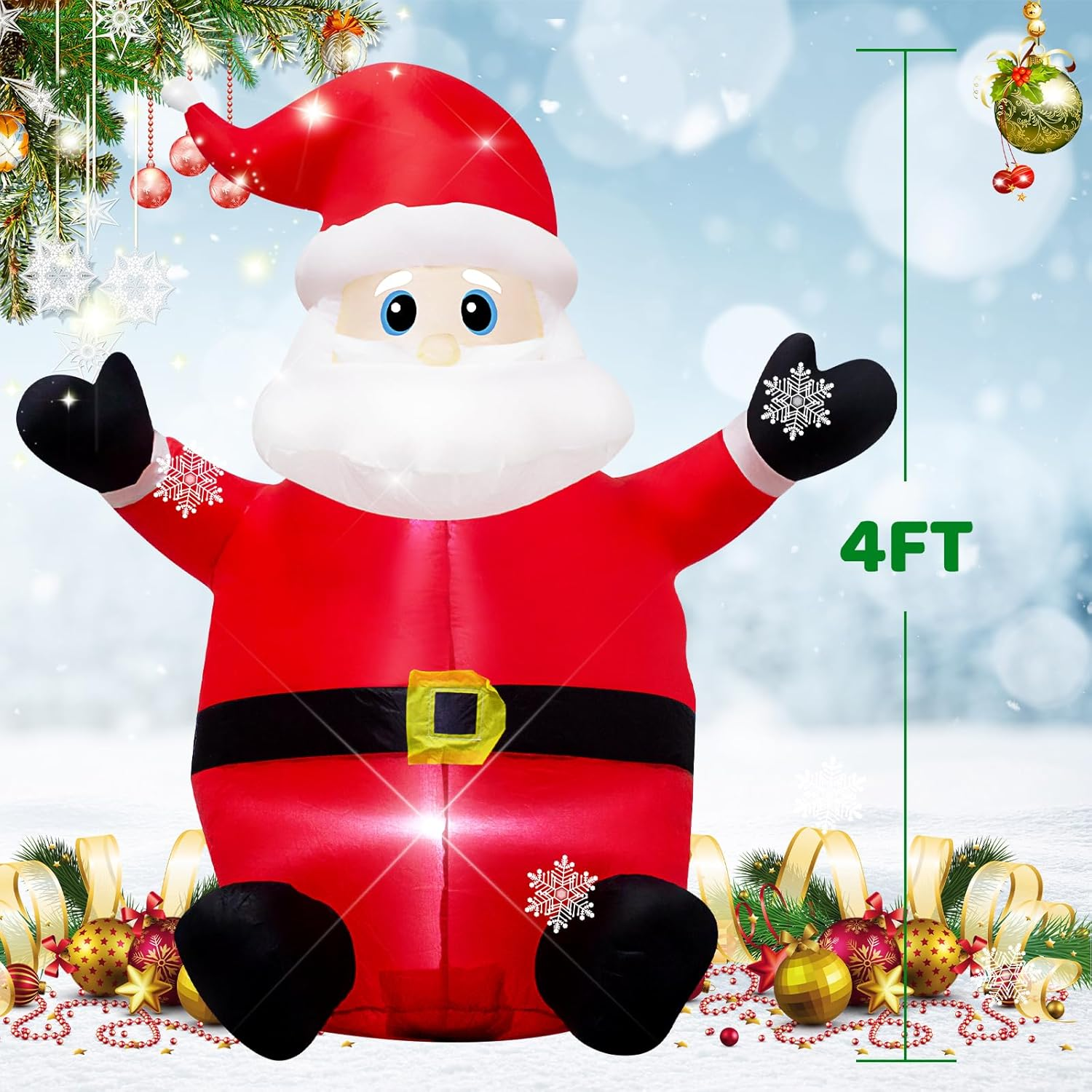 1.2M Christmas Inflatable Santa Claus Outdoor Yard Decorations，Indoor Blow up for Christmas Decorations- WM-02 image number 4
