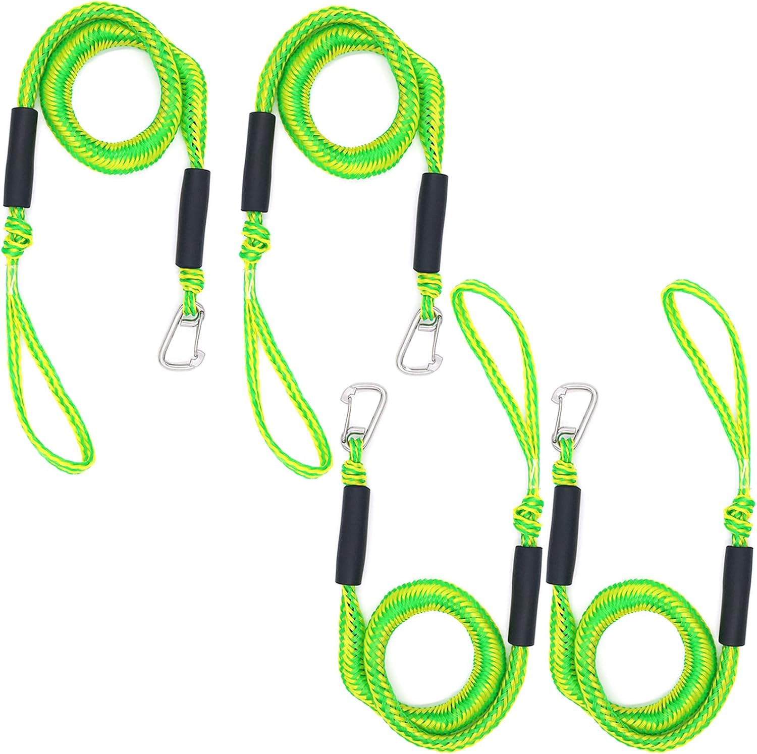 4 Pack Bungee Boat Dock Lines Mooring Rope Bungee Shock Cords Docking Rope Clip for Pwc,Jet Ski,Pontoon,Kayak,Canoe,Power Boat,Watercraft 4 Feet