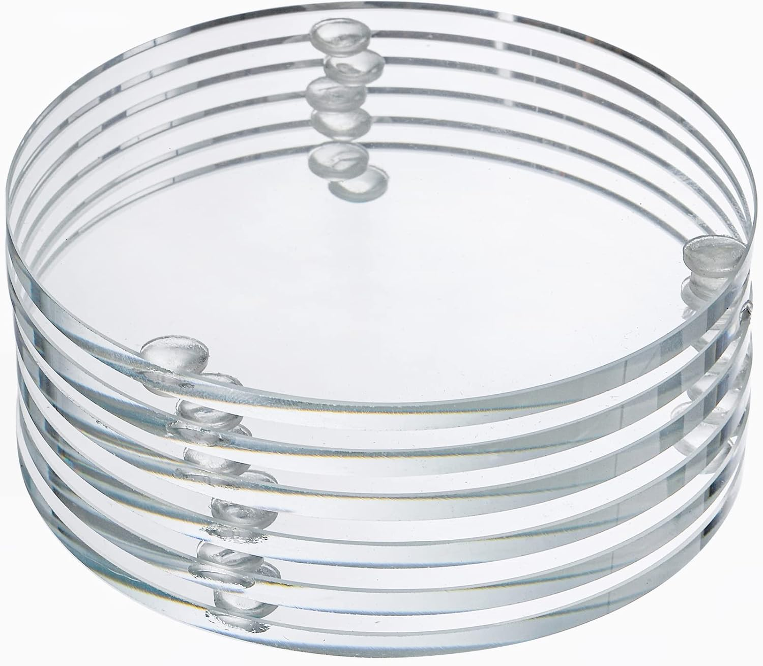 YOUEON Set of 6 round Glass Drink Coasters, 3.5 Inch Crystal Coasters Decorative Glass Plates Clear Glass Coasters for Mugs, Cups, Dining Tables, Office, Kitchen, Home Decor and Parties