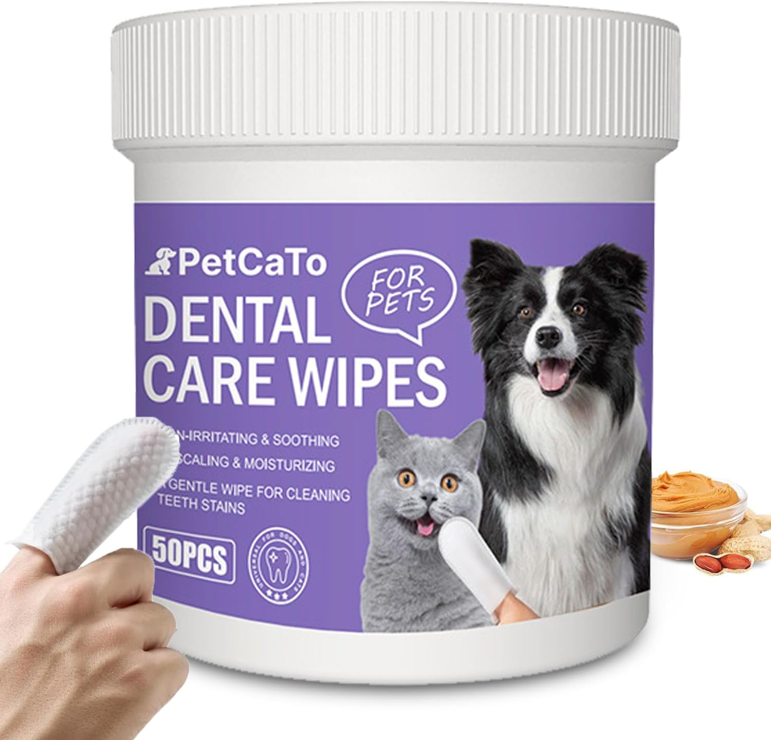 Mumoo Bear Mumoo Bear Dog Dental Care Finger Wipes - Teeth Cleaning Finger Wipes for Dog & Cats - Tooth Brushing Kit Dental Wipes for Dog - Reduces Plaque & Freshens Breath (50 PCS, Unscented) image number 2