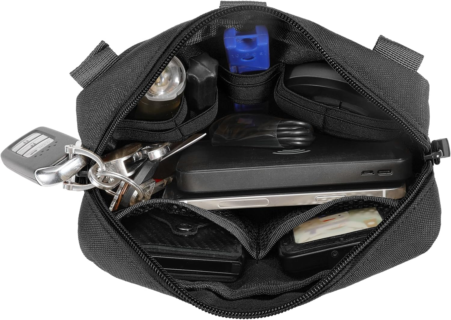 Tactical Molle Admin Pouch Utility Laser Cut EDC Tool Pouch Bag Horizontal Modular Pouches Include US Flag Patch and Keychain - Pink image number 2