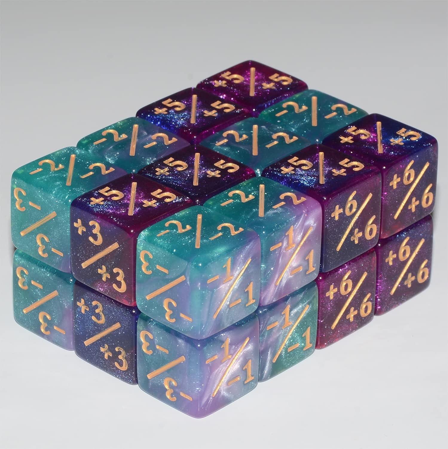 Six Sided Dice Set, 24Pieces Galaxy Counter Dice Token Dice Tracking Counter for MTG CCG Card Gaming image number 3