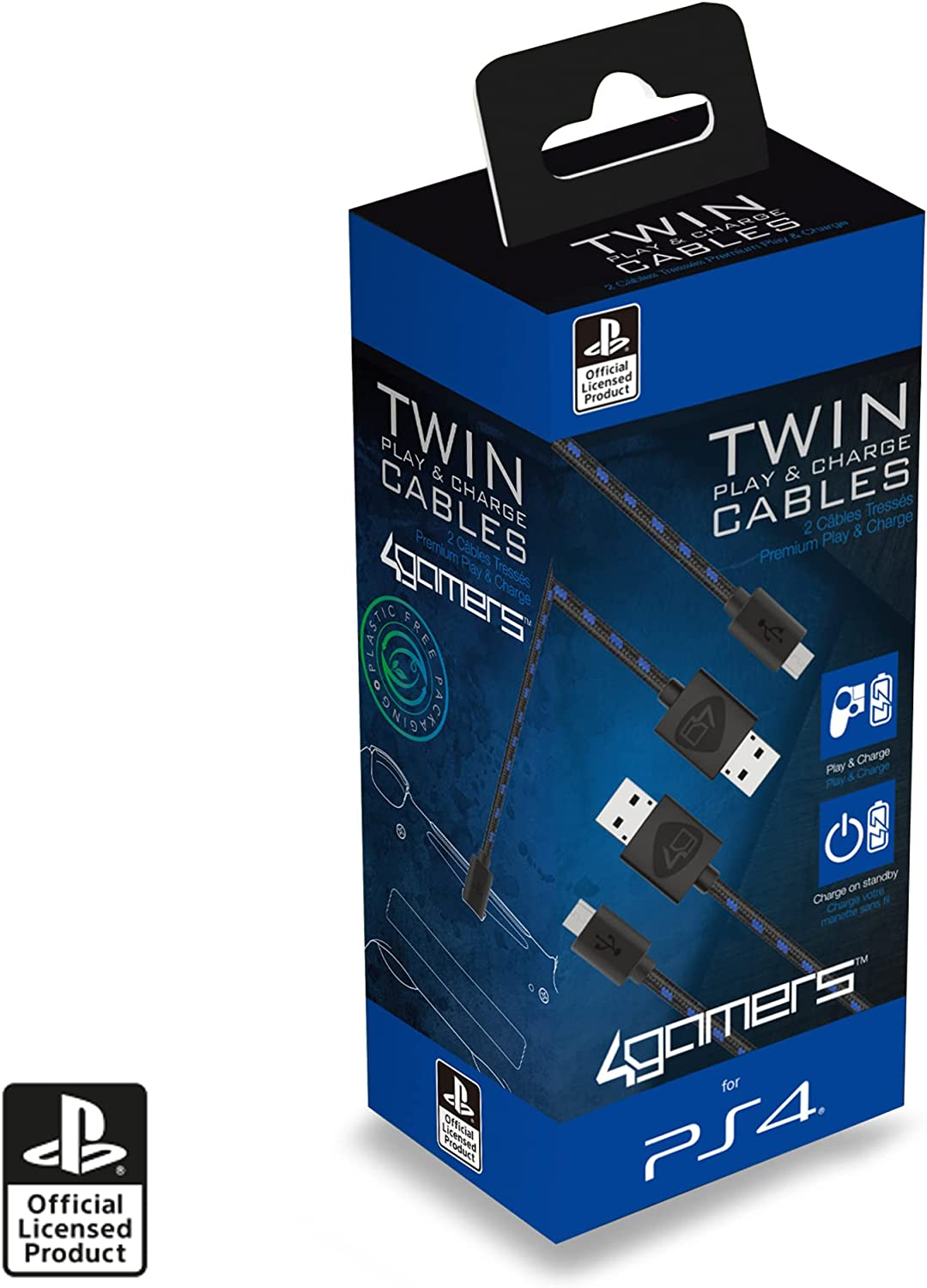 4Gamers SP-C10 3M Twin Play & Charge Cables for PS4 image number 3