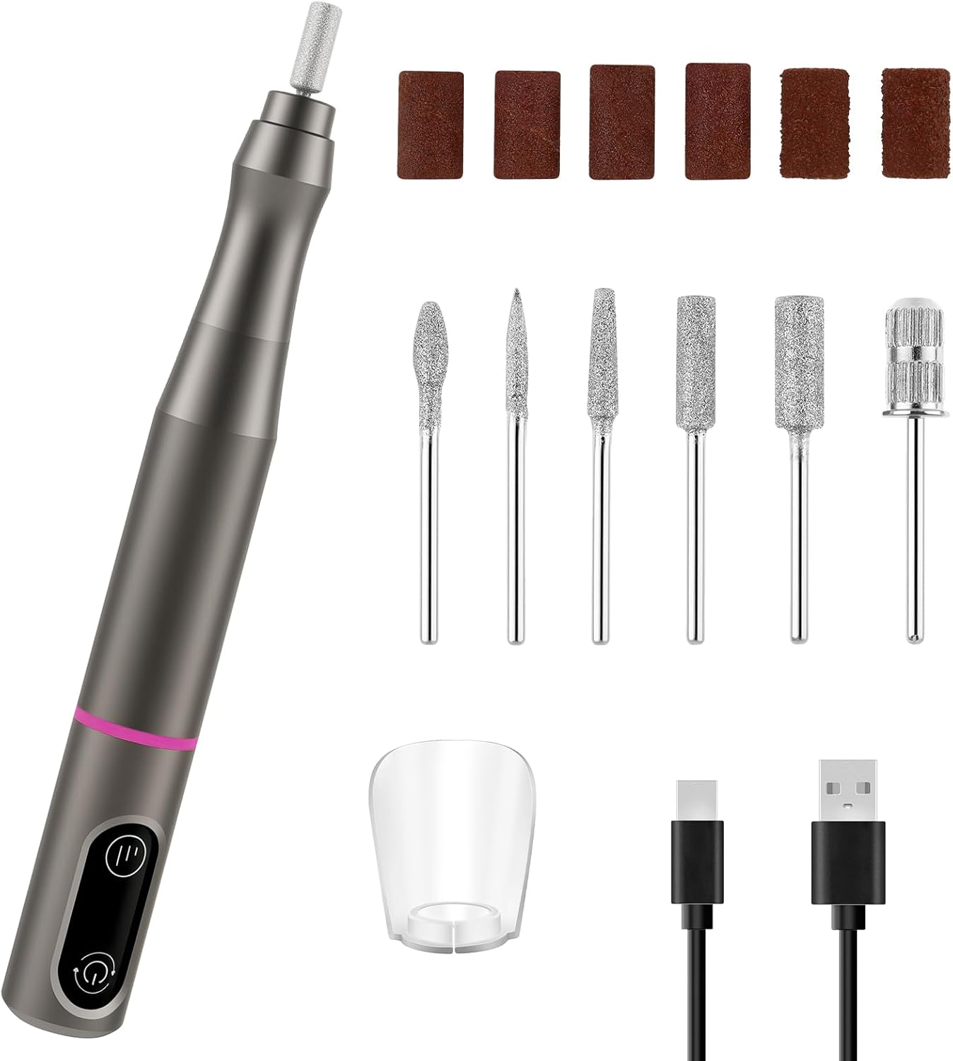 Cordless Nail Drill Set Multipurpose Safe Pedicure Manicure Machine Adjustable Nail Drill Machine Kit Easy to Use Cordless Electric Nail Drill Kit for Home Usage(Grey) image number 6