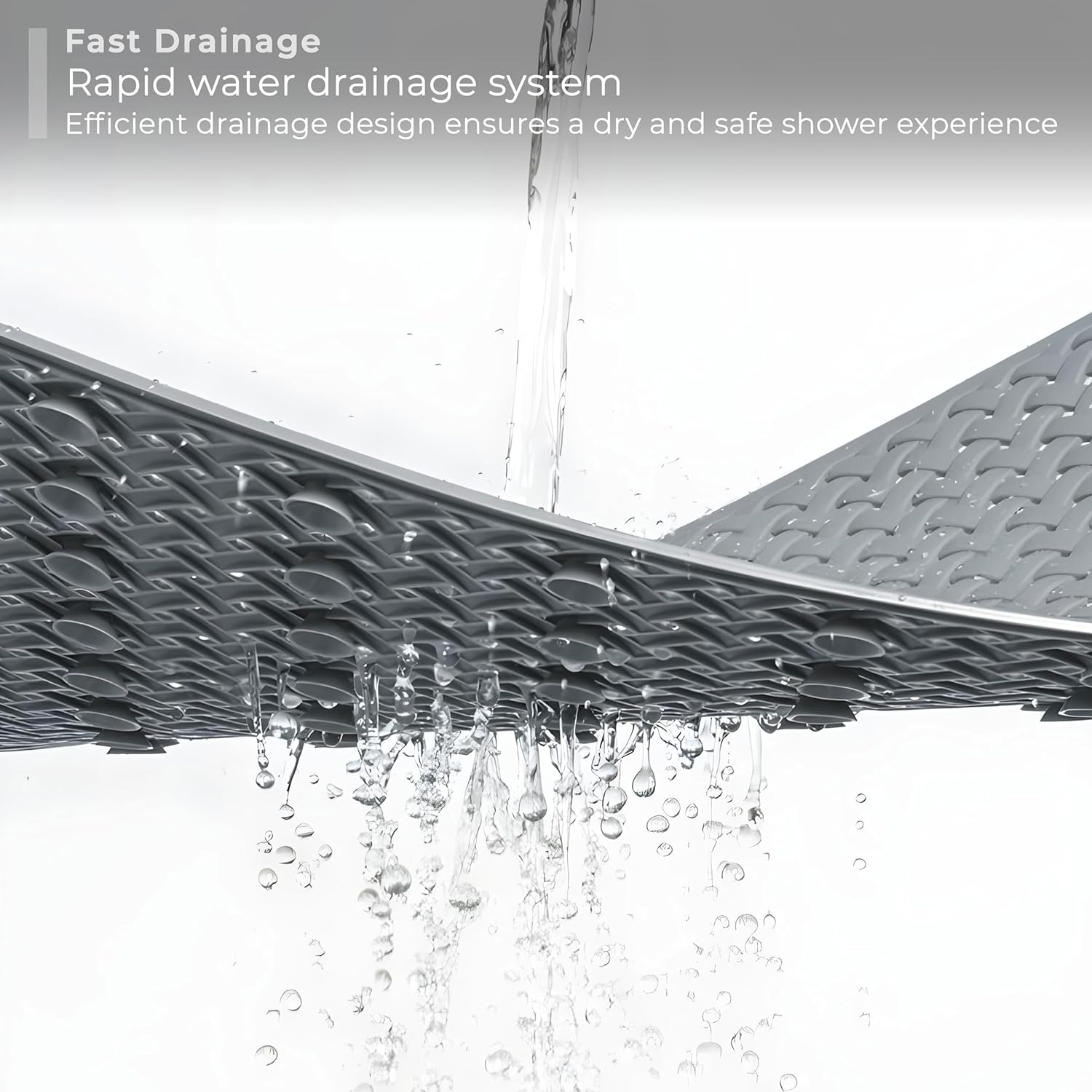 Bath Mat Non Slip anti Mould - 36X70Cm Bathtub Mat for Bathroom with Suction Cups and Drain Holes, Machine Washable Shower Mats for inside Shower Ideal for Kids & Elderly - anti Slip Bath Mat (Grey) - Green image number 6