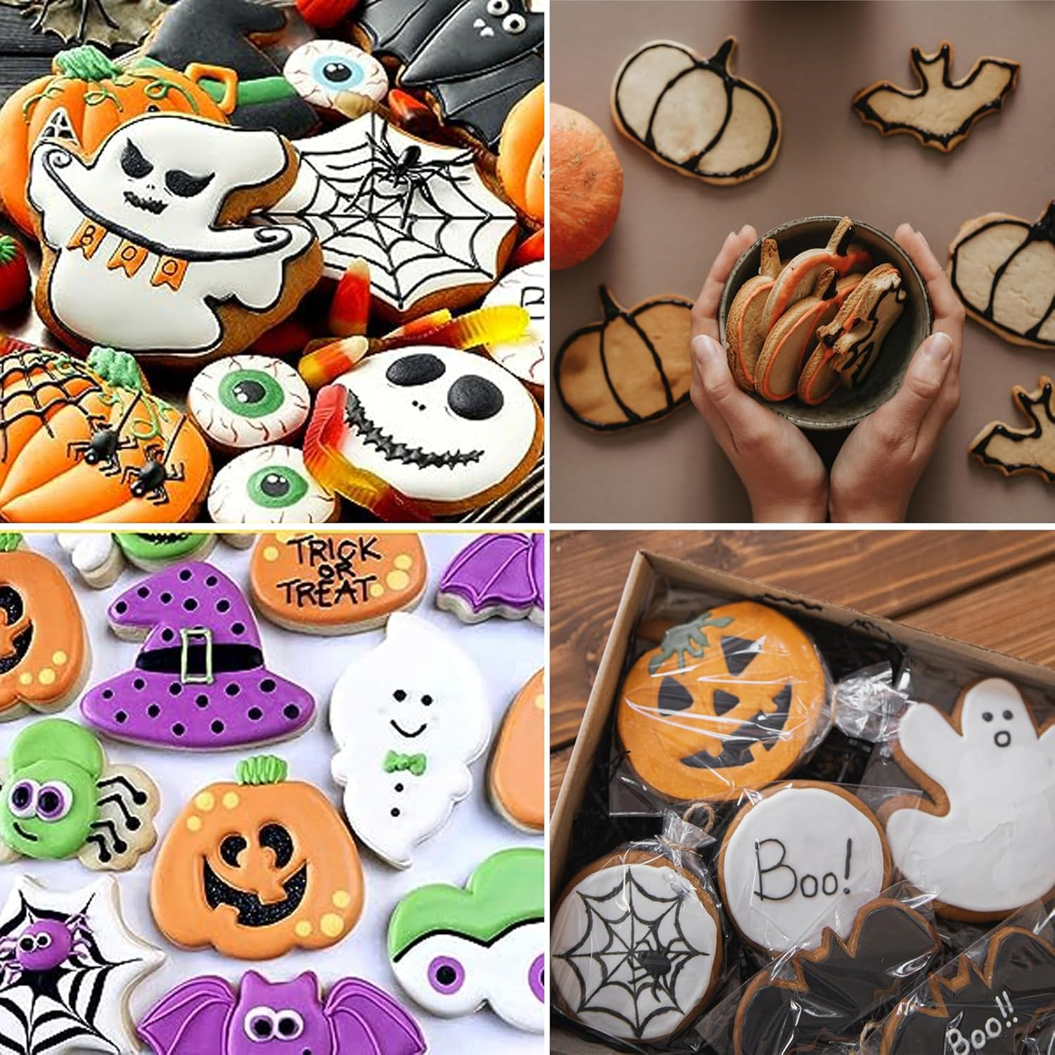 Sakolla 16 Pcs Halloween Cookie Cutters, 3D Cookie Cutter with Plunger Stamp, Halloween Cookie Molds -Ghost, Bat, Pumpkin, Cat, Castle,Tombstone, Witch, Spider, Skull, Etc. image number 5