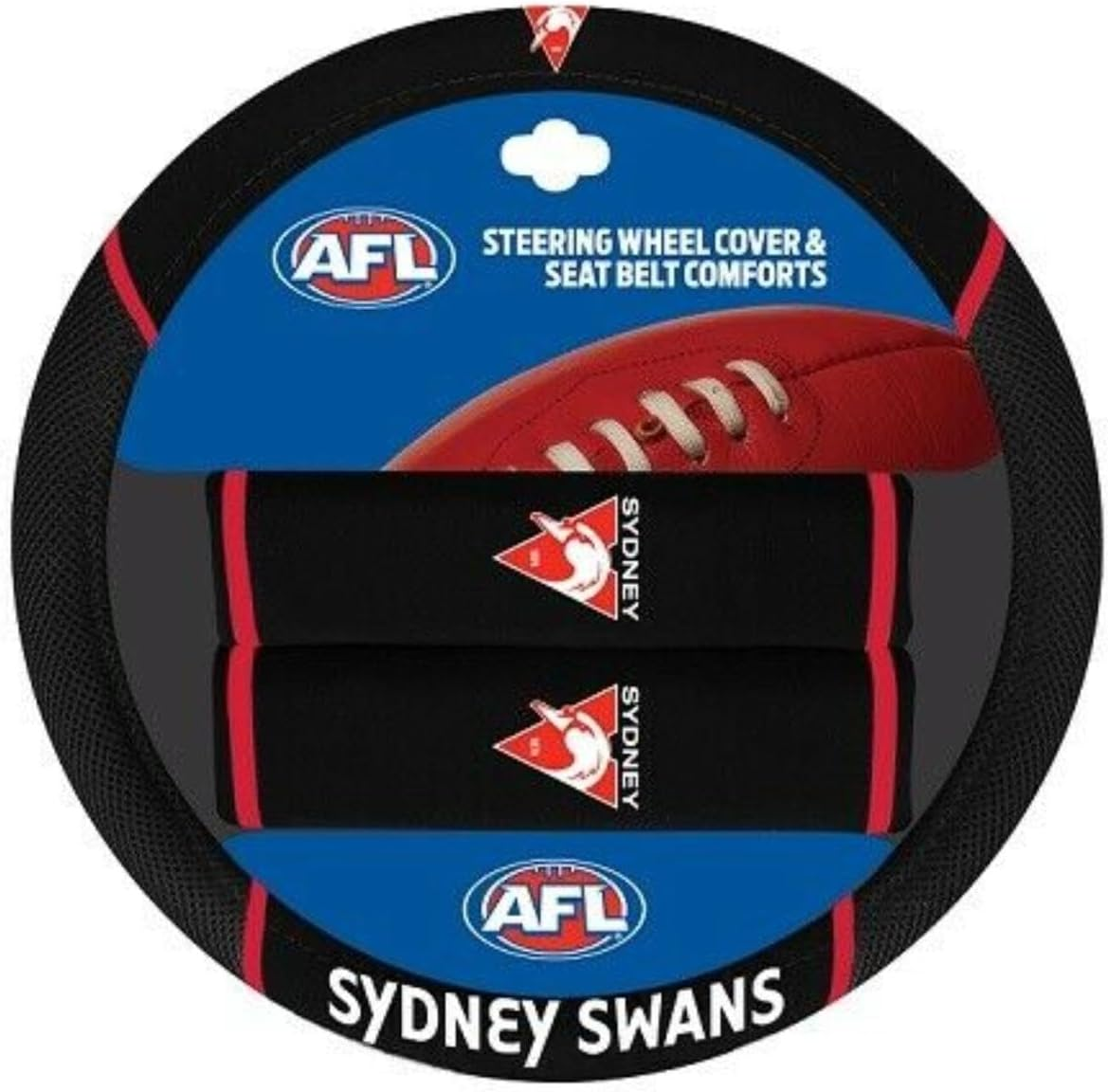 Sperling Sydney Swans Official AFL Steering Wheel Cover and Seat Belt Cover New Logo