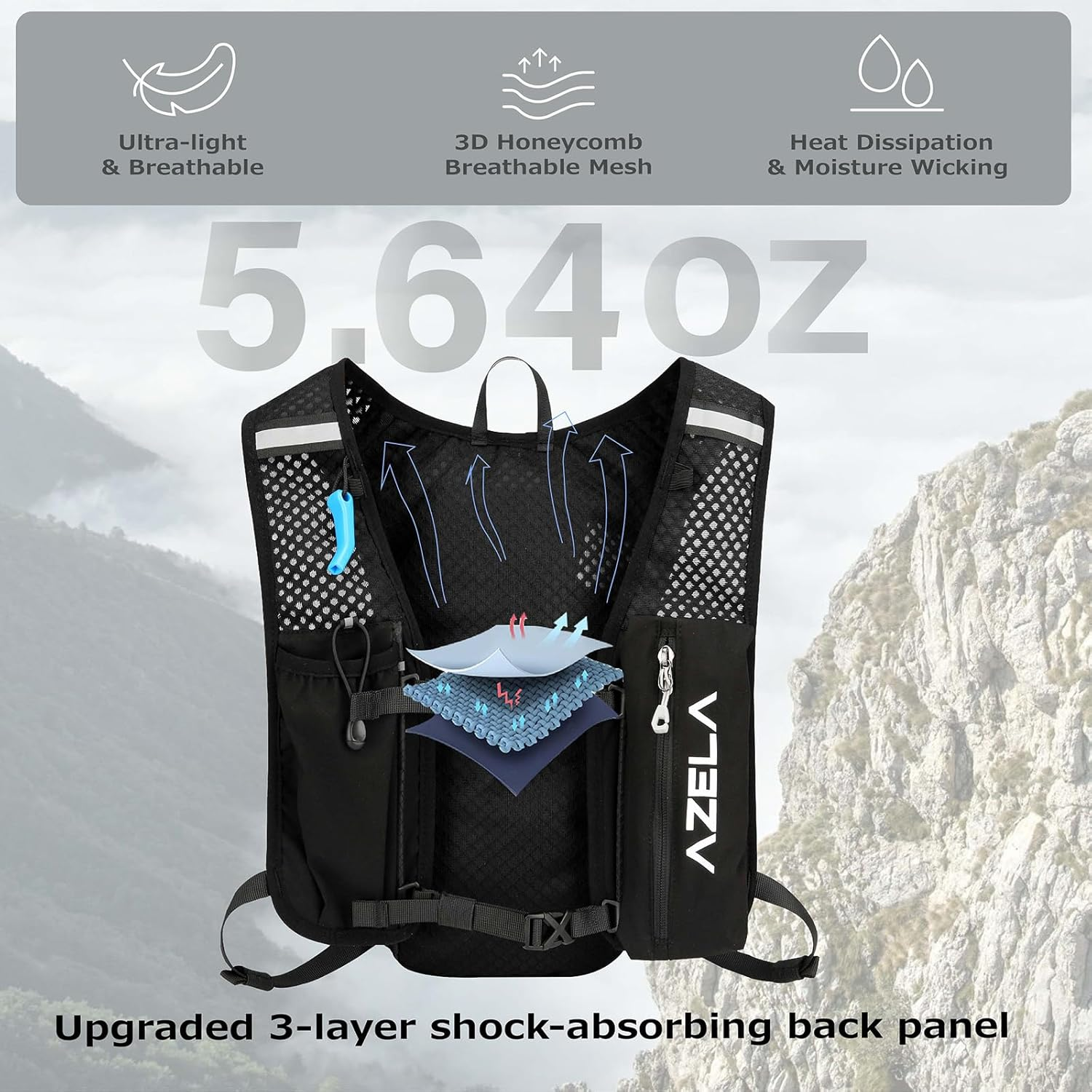 AQIIGOSE Running Hydration Vest, Lightweight Hydration Backpack for Women Men Jogging Trail Race Marathon Cycling Hiking Climbing Camping image number 5