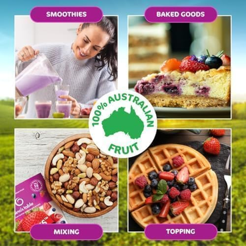 Gina&rsquo;S Table - Freeze Dried Mixed Berries 18G &ndash; Freeze Dried Fruit &ndash; Low Calorie Snacks for Kids & Adults &ndash; Natural Fruit Snacks &ndash; Freeze Dried Berries (Raspberries, Blueberries & Strawberries) &ndash; 10 Count image number 4