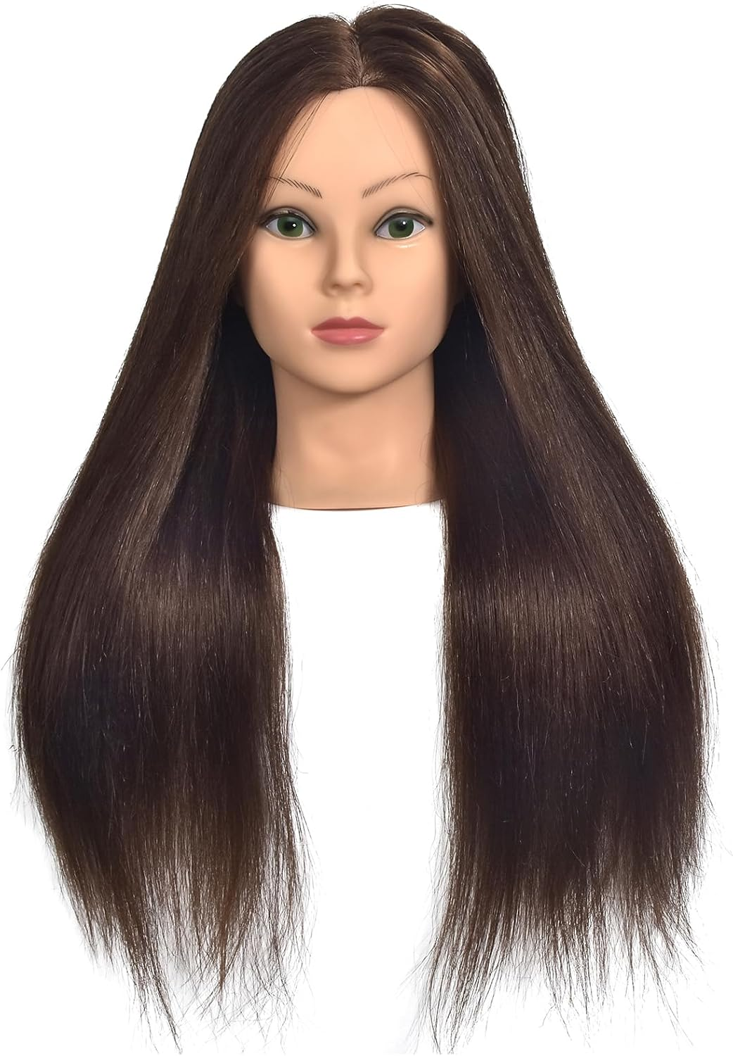 Mannequin Head 20"-22" Female 80% Human Hair Hairdresser Cosmetology Mannequin Manikin Training Head Hair Doll Head with Table Clamp Holder