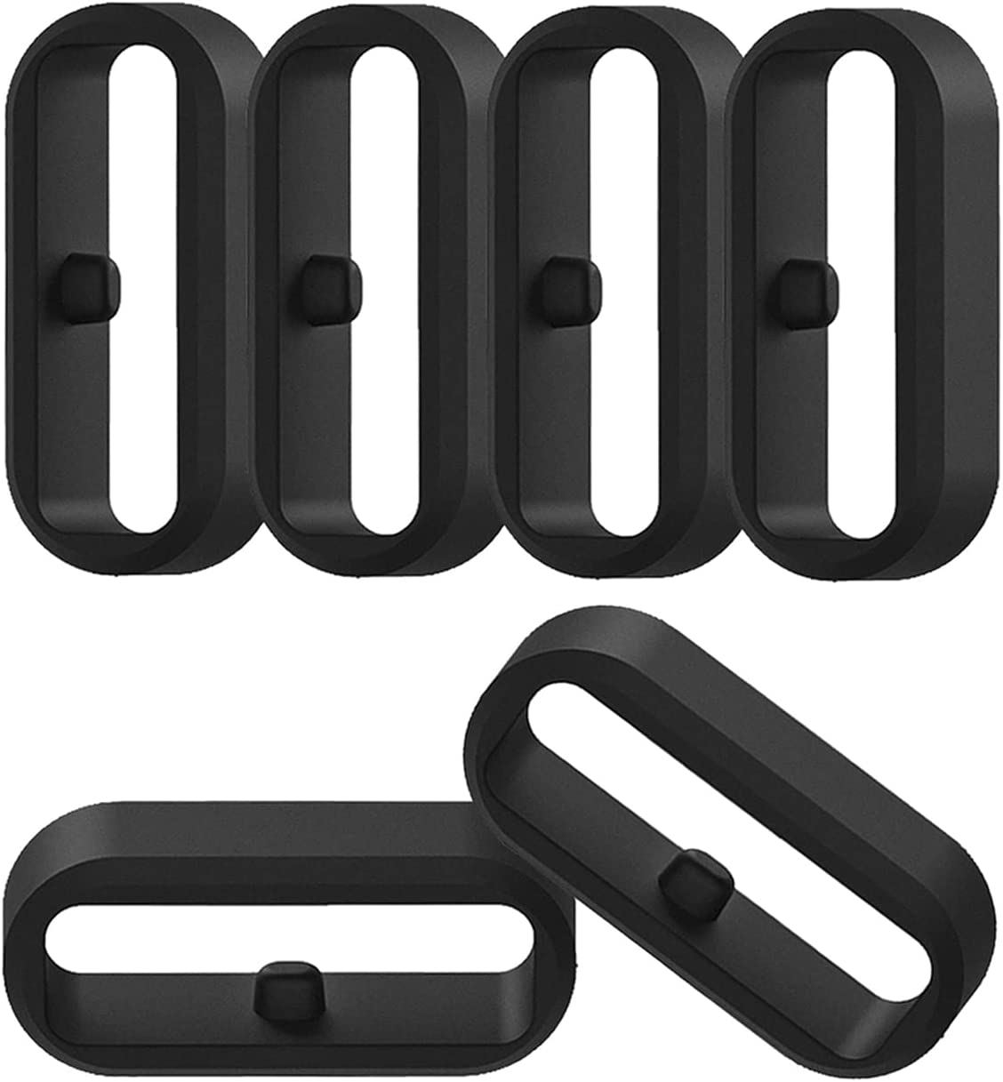 Replacement Fastener Rings for Fitbit Versa Bands(Pack of 10) Security Loop Holder Keeper Retainer Wave Fixed Non-Slip Silicon Fastener Ring Connector Loops for Fitbit Versa Smartwatch,Black image number 2