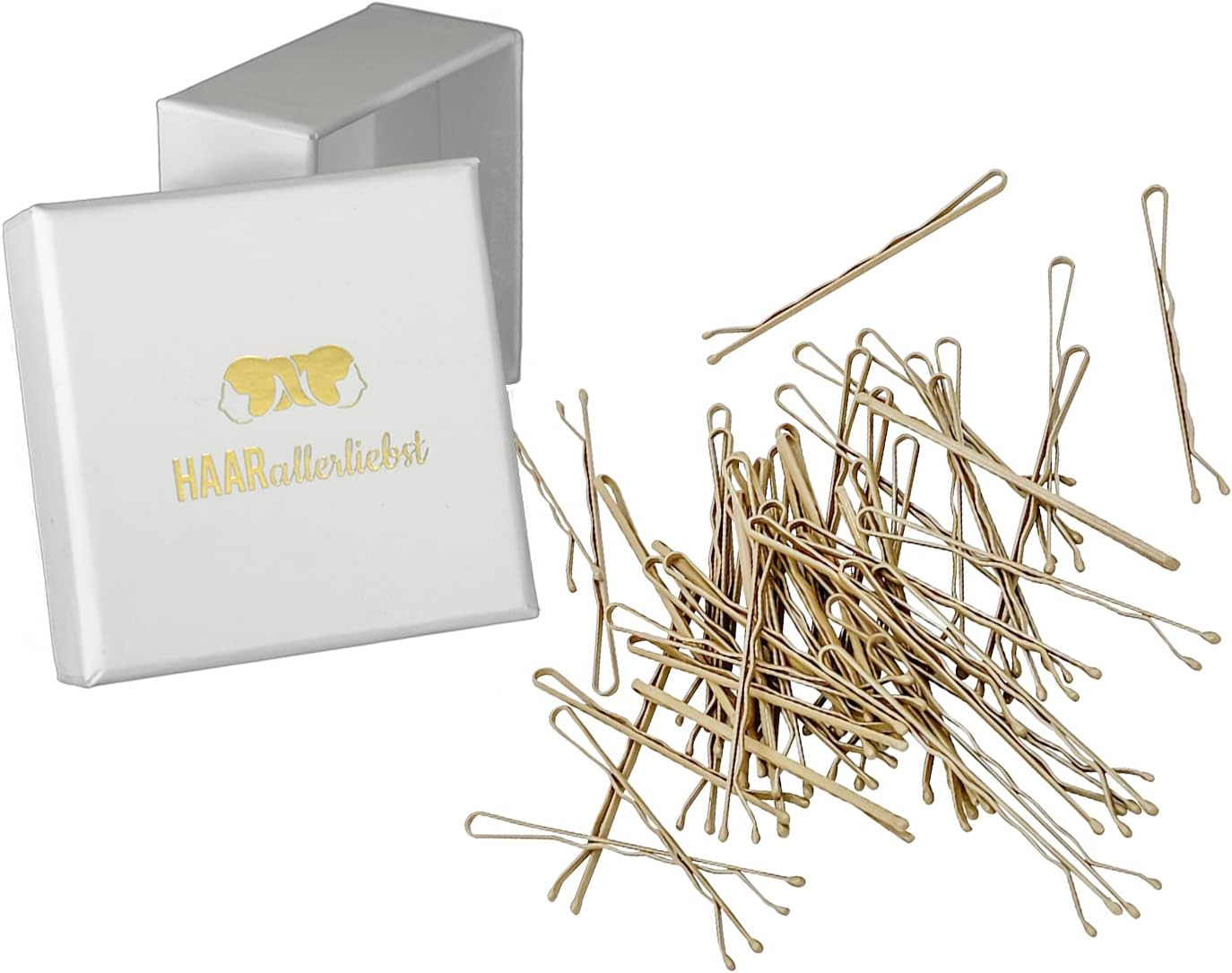 Haarallerliebst 100 Hair Pins - 5 Cm Bobby Pins - Gold for All Hair Colours - Women'S Hair Clips & Hair Pins in White Box - Perfect Hair Pin for Styling & Hold - Pack Of 50; Box Colour: Pink image number 5