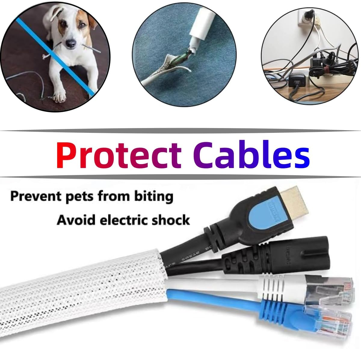 KLHCDUO Cable Protector Cable Wrap Cover,6.6 Ft (2M)- 1/2 Inch Inner Diameter Cable Organizer, Suitable for TV, Computer, Braided Wire Management, for Home and Office Use image number 1