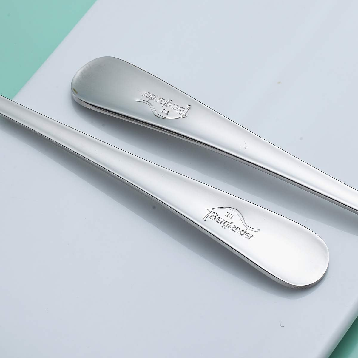 Berglander Salad Server Set, Stainless Steel Salad Serving Set, Salad Servers, Salad Spoon, Salad Fork, Pack of 2 (Shiny Silver) image number 6