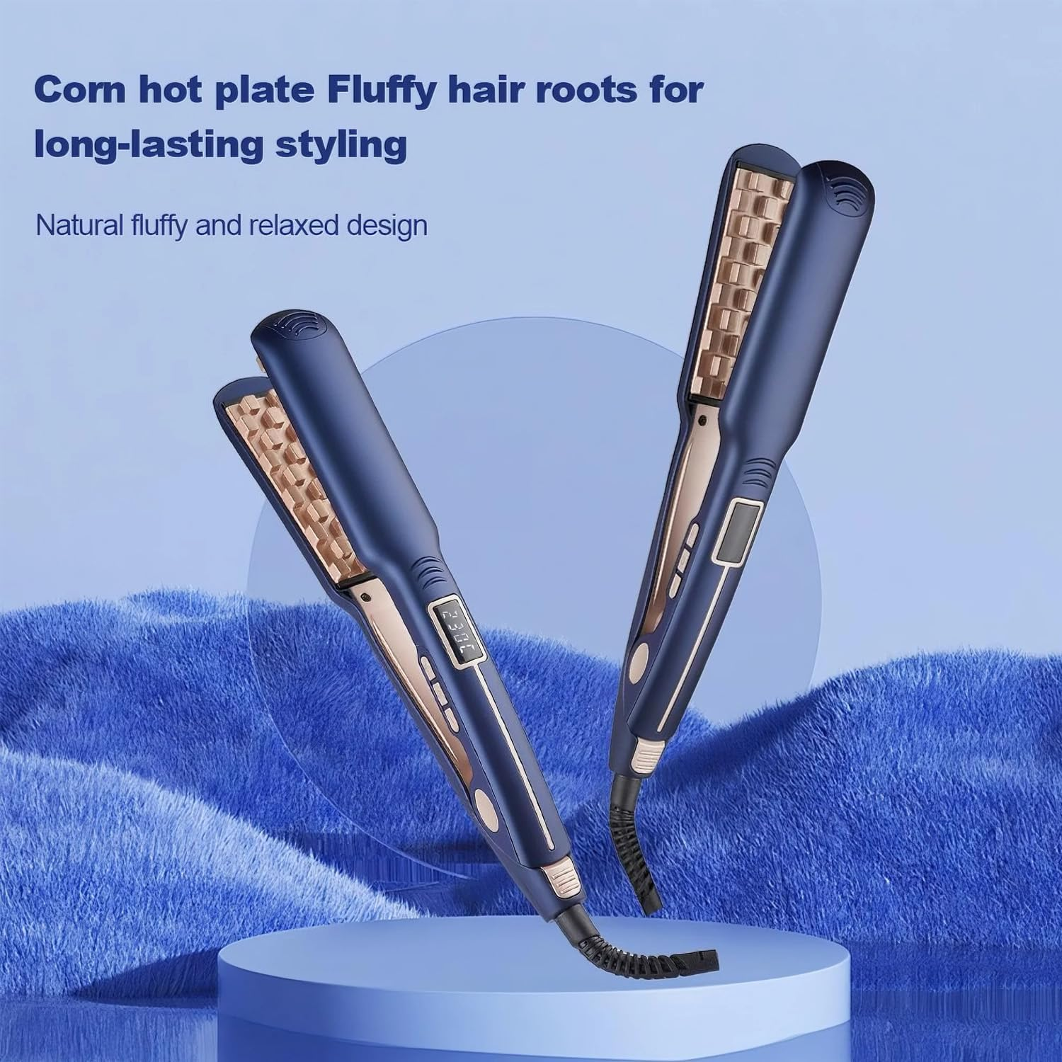 3D Grid Fluffy Hair Crimper Volumizing Ceramic Hair Volumizer Styling Tool with Adjustable Temp for Lasting Volume for Medium image number 6