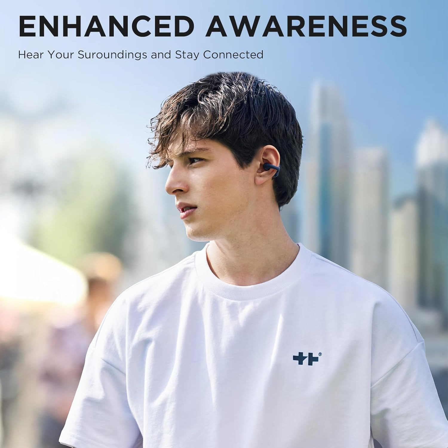 Sanag Open-Ear Earbuds, Ear Clip-On Headphones, Lightweight Comfort, IPX4 Waterproof Wireless Earphones for Running and Workouts, Driving, Sports Ear Buds Built-In Mic, Noise Cancelling, 56H Playtime image number 4