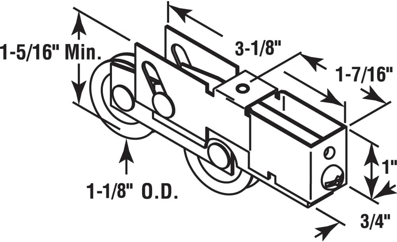 Prime-Line Products D 1791 Sliding Door Tandem Roller Assembly with 1-1/8-Inch Steel Ball Bearing image number 2