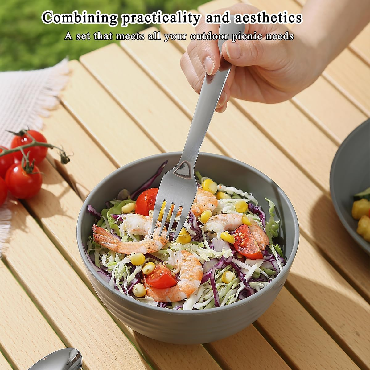 Camping Utensils, Reanea Camping Mess Kit for Travel, Camping, Picnic, Outdoor, Camping Gear Include Knife, Spoon, Fork Cutlery Set, Cup, Bowl, Plate, Camping Essentials for 1 image number 1