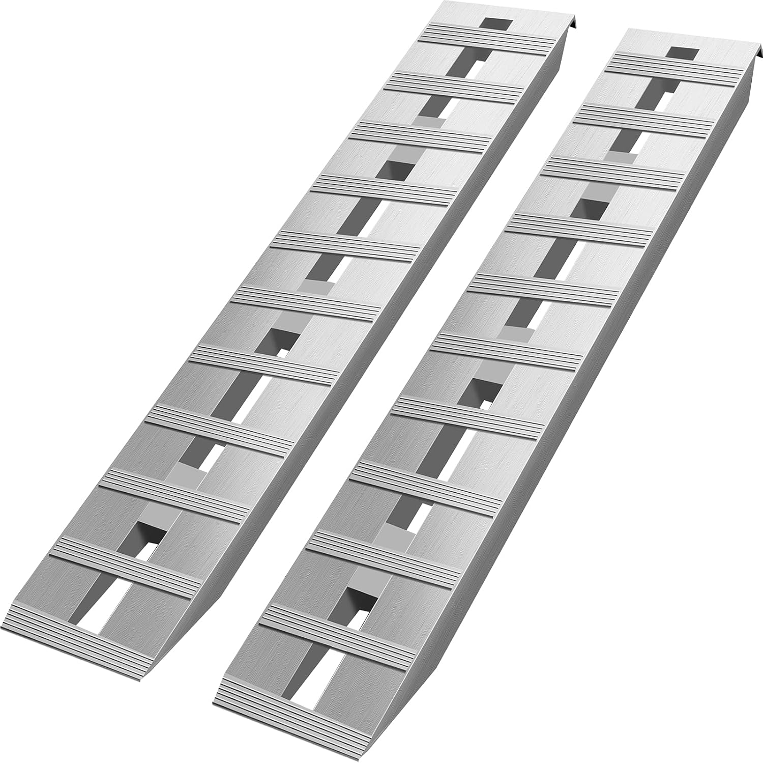 Bestequip 60'' X 12'' Aluminum Trailer Ramps 6000LBS Total Beavertail Hook End 1 Pair 2 Ramps Silver image number 5