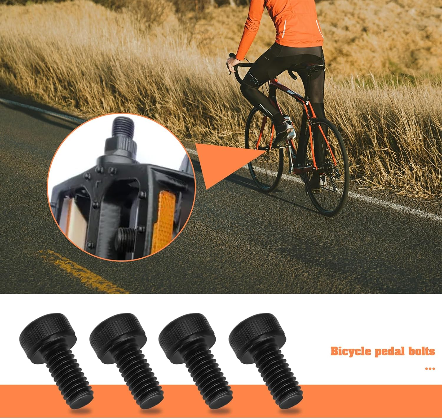 Ecsing 48Pcs Bike Pedals Bolts Screws M4 X 8Mm Inner Hexagon Threaded Screws 40Cr Pedal Pin Compatible with Horizon Pro Sam Hill Flat CL Black image number 4