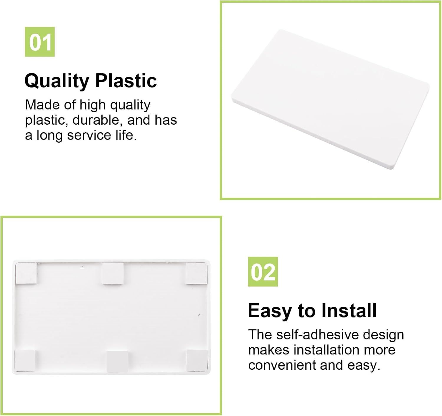 UFURMATE White Blank Cover Wall Plate, 2PCS Plastic Screwless Wall Hole Plate 2-Gang Blank Device Outlet Cover Electrical Covers for Unused Outlets or Switches (189 * 110Mm)