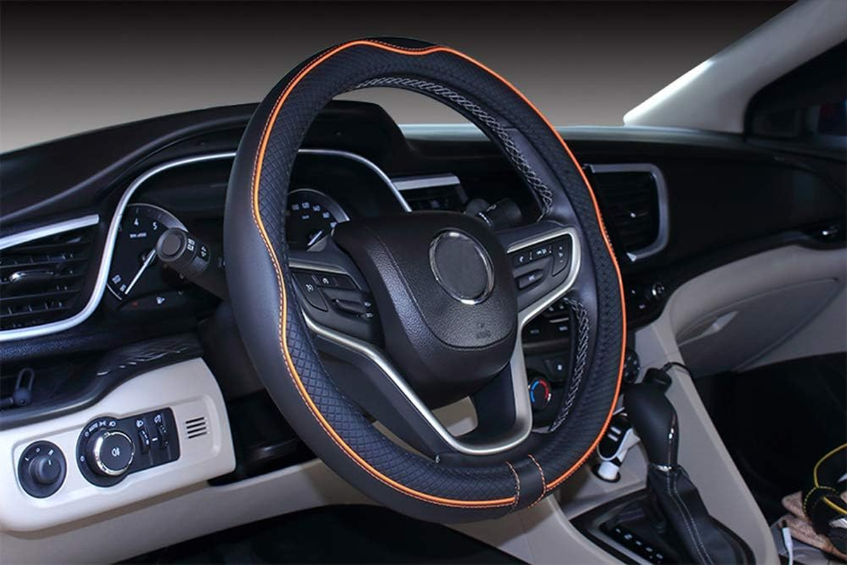 Istn Microfiber Leather Car Steering Wheel Cover Universal 15 Inch/38Cm Breathable Anti-Slip Protector for Auto/Suv (Black Orange,14.5-15") image number 4