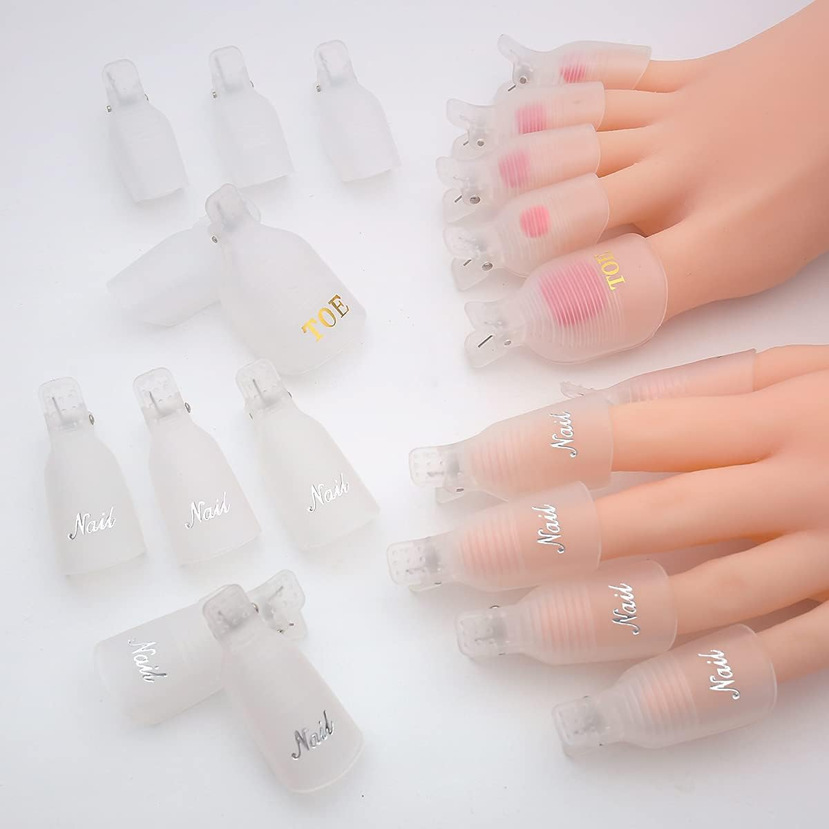 Akstore 20 PCS Nail Polish Remover Clips,Toenail and Finger Gel Nail Polish Remover Clips Acrylic Nail Art Soak off Clip Caps Clear - Clear image number 5