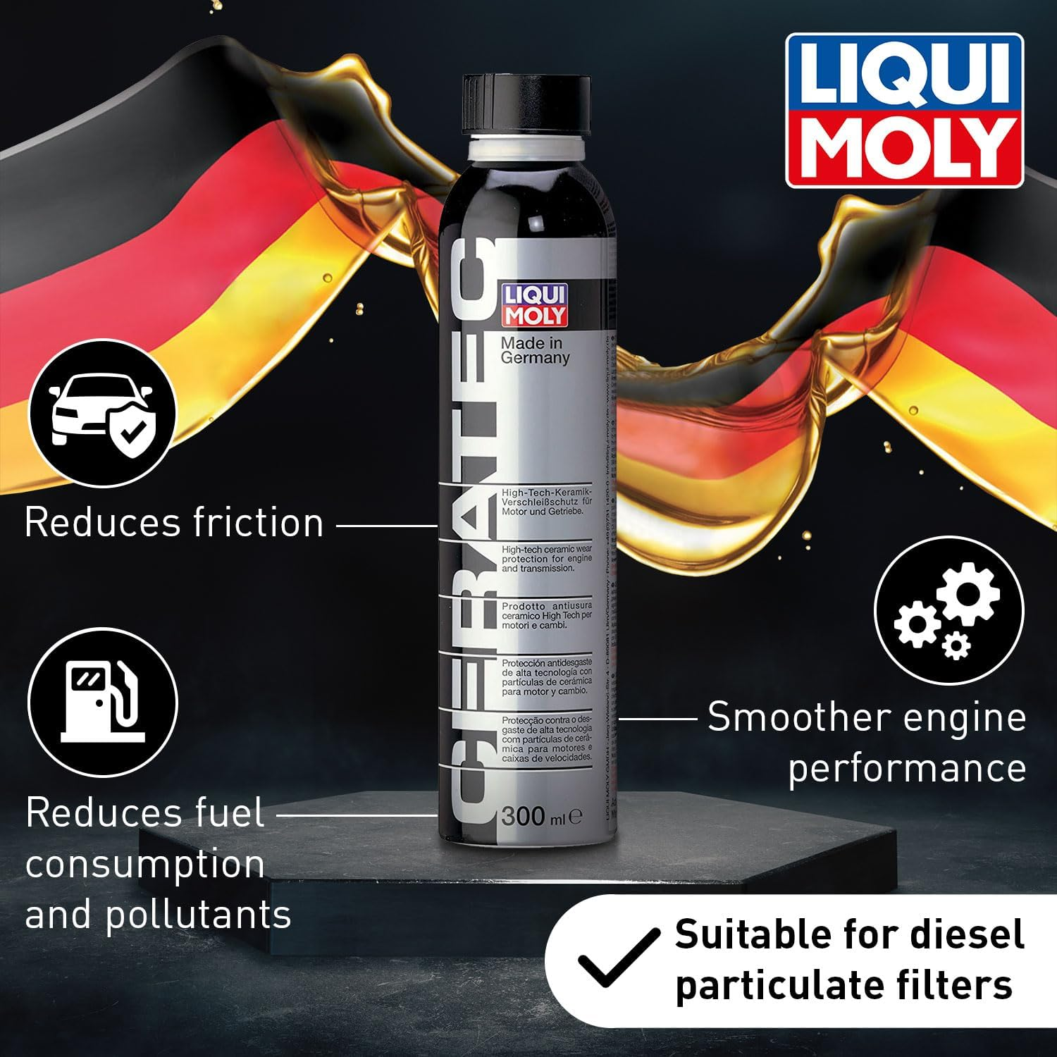 LIQUI MOLY Oil Additive Cera Tec 20002 Ceramic Wear & Tear Protection for Petrol & Diesel Engines Smoother Engine Performance, Less Friction & Lower Fuel Consumption 300 Ml image number 5