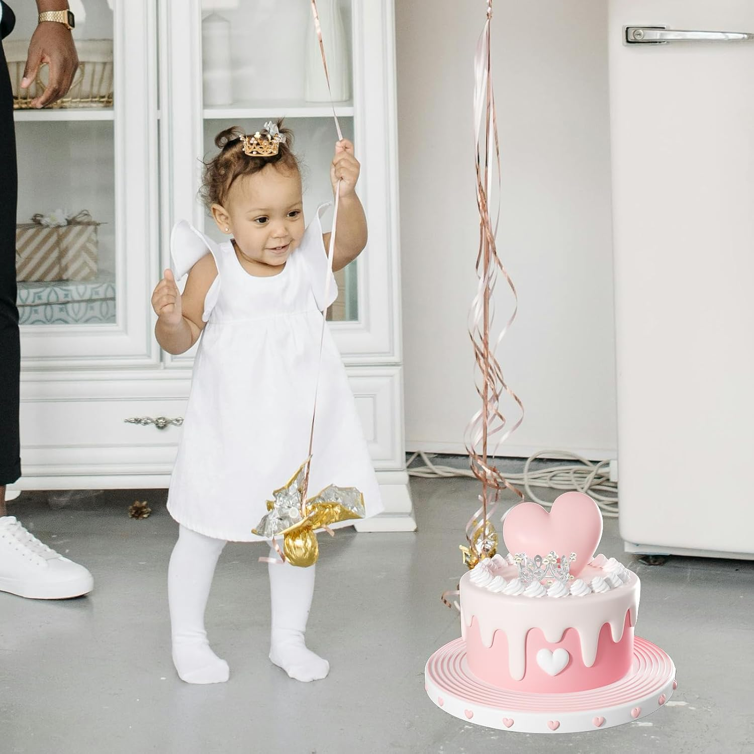 BLMHTWO 4 Pcs Gold Silver Crown Cake Topper - Small Queen Mini Tiara Princess Headpiece for Women Lady Girl Bridal Wedding Royal Themed Decor Birthday Party image number 6