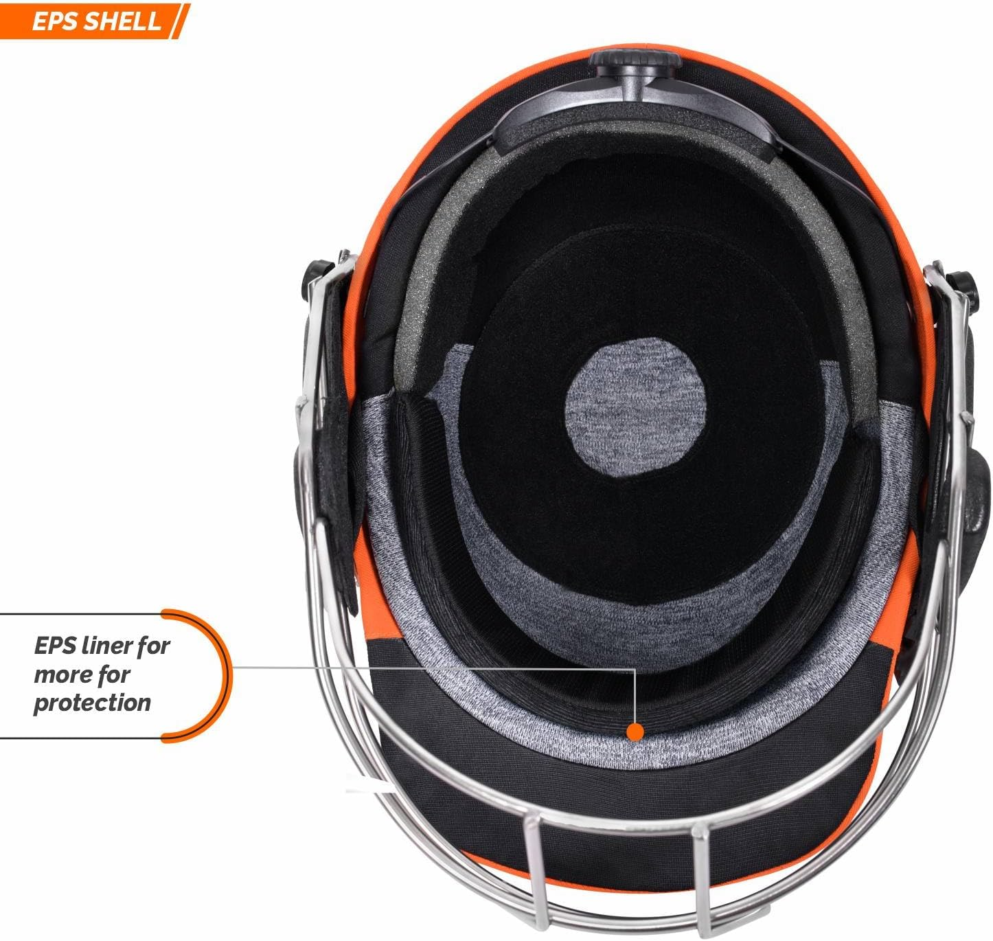 DSC FORT 44 Cricket Helmet | Orange | Size: Extra Large | for Men & Boys | Steel Grill | Adjustable Back Support Strap | Removable and Washable Sweatband | Lightweight image number 2