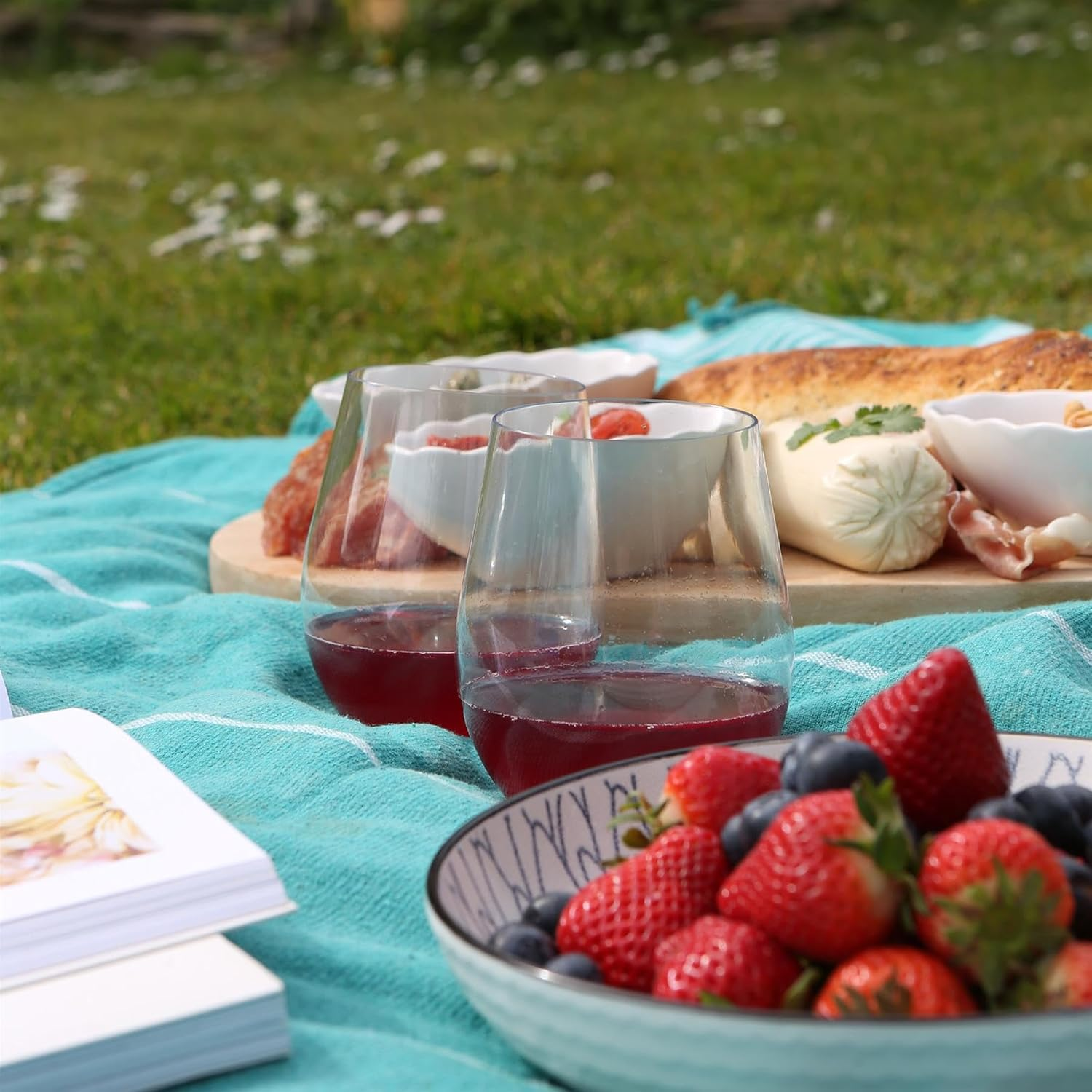 Argon Tableware Reusable Plastic Glasses - 600Ml - Pack of 12 - Stemless Wine Glasses - Clear Cocktail Champagne Tumbler Drinking Cups for Garden, Parties, Weddings, BBQ and Picnic image number 6