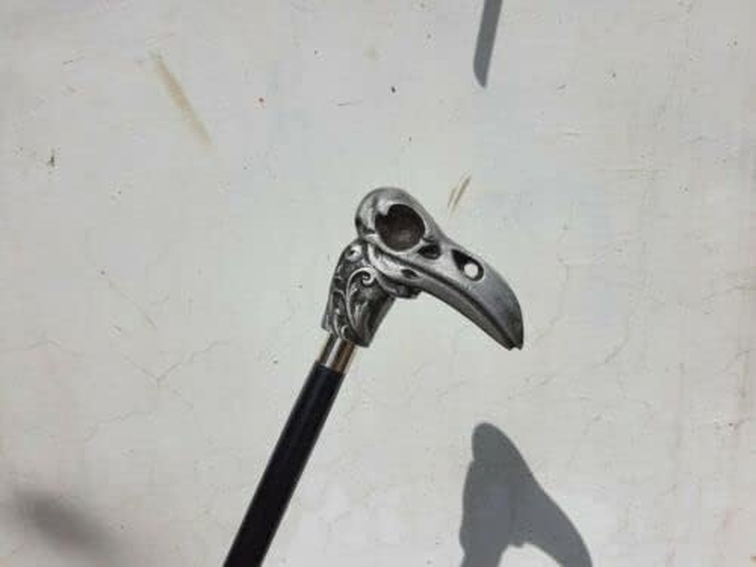 Raven Skull Handle with Black 2 Fold Wooden Walking Stick Made from Metal Best Durable Heavy Reavn Cane for Reavn Lovers image number 2
