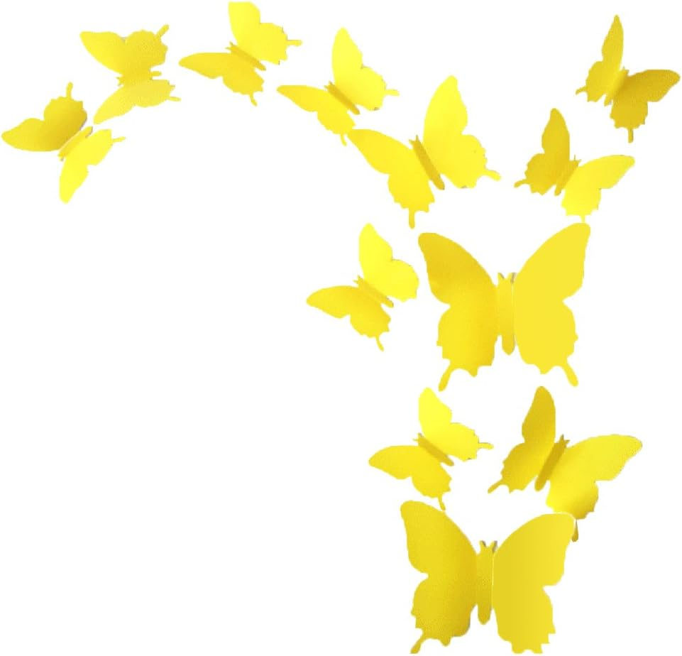 Cuteproduct 12Pcs 3D Butterfly Removable Wall Decals Diy Home Decorations Art Decor Wall Stickers Murals for Babys Kids Bedroom Living Room Classroom Office(Color White) - Black,Random image number 7