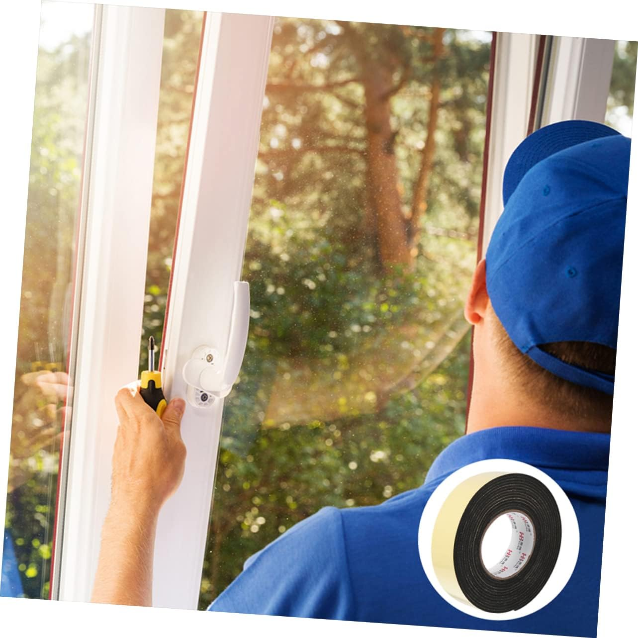 2Rolls Soundproofing Door Seal Tape of Eva Sponge Sealing Strip Easy Install Windproof Sealing Tape image number 6