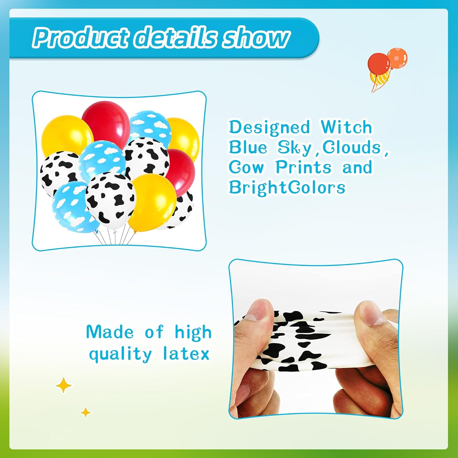Cartoon Story Balloons Toy Inspired Story Birthday Party Supplies Party Decorations Cow Print Sky Blue Cloud Balloons Arch Garland Kit for Kids Boys Girls Story Themed Party Decor Favor image number 4